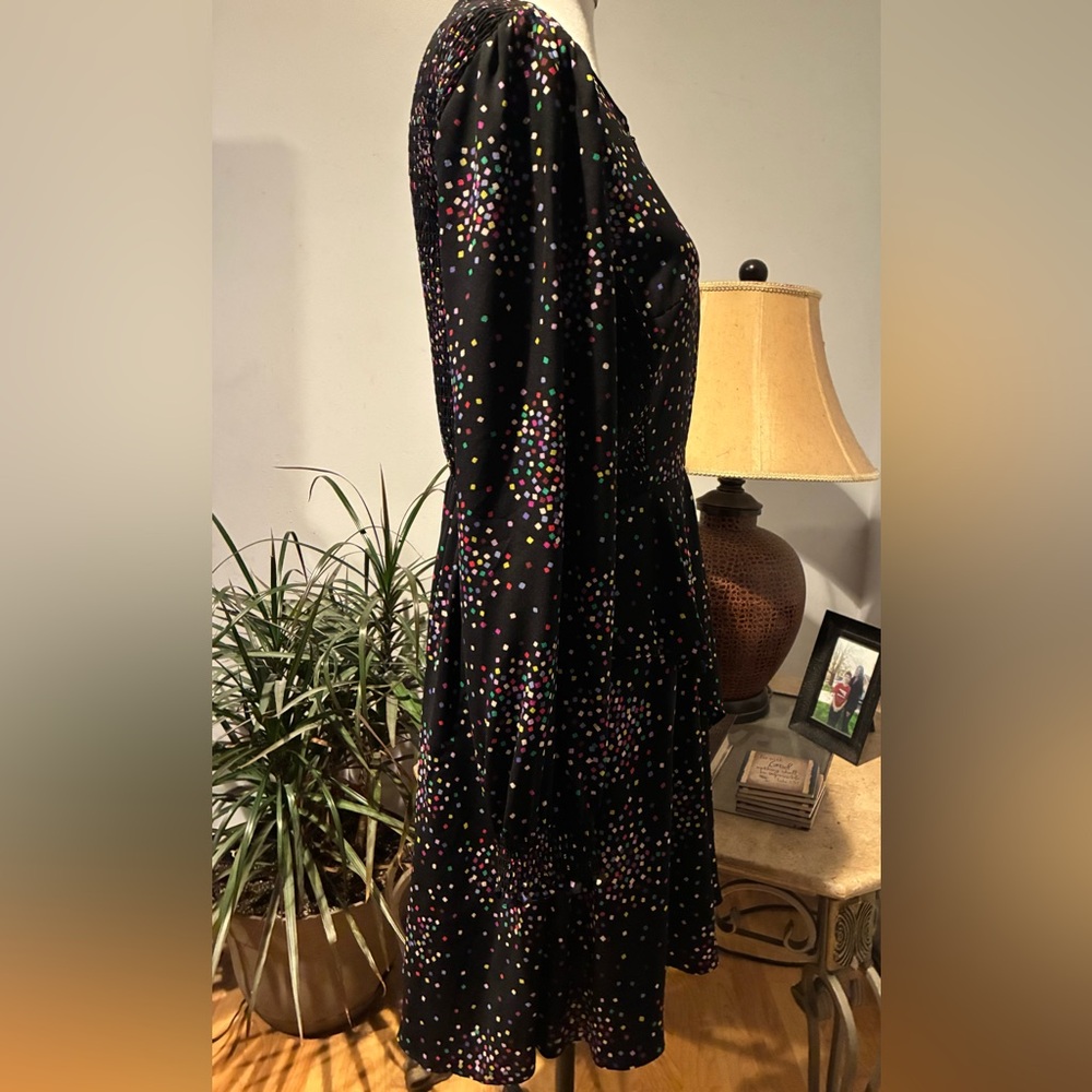 KATE SPADE CONFETTI PRINT SMOCKED SHIRT DRESS Zip Front Size 10 - Picture 10 of 16